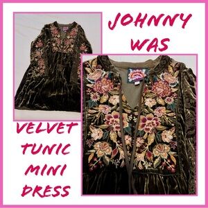 Johnny Was Maeve Long-Sleeve Embroidered Velvet Trapunto Tunic
Mini Dress